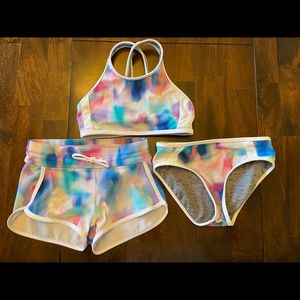 Athleta girls 3 piece bathing suit, size S/7